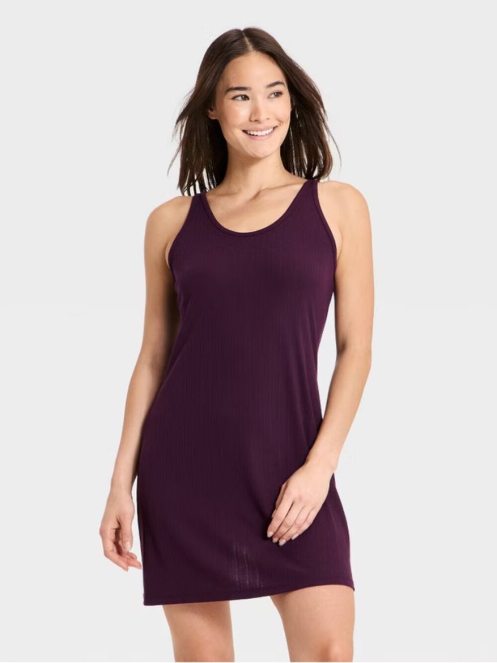Women's Cooling Ribbed Jersey Tank Dress - Auden™ Purple S